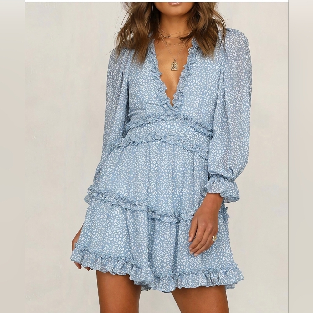Blue Floral Women's Dress..SIZE:M